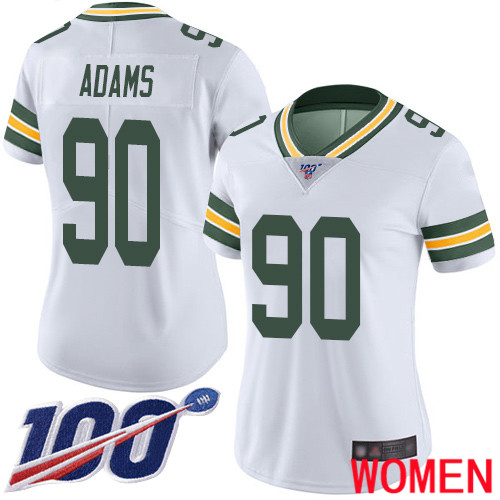 Green Bay Packers Limited White Women #90 Adams Montravius Road Jersey Nike NFL 100th Season Vapor Untouchable